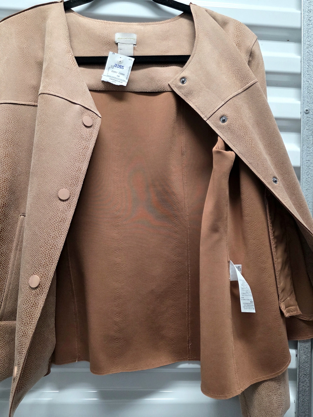 Chico's Tan Faux Suede Jean Jacket Size Large 2- NWT- Neutral Classic